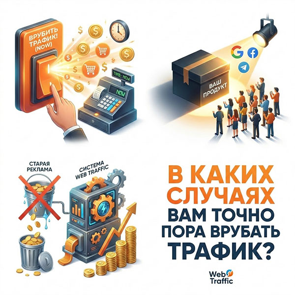 Причины заказать контекстную рекламу от агентства Web Traffic: быстрые продажи, продвижение нового продукта и защита бюджета от слива.